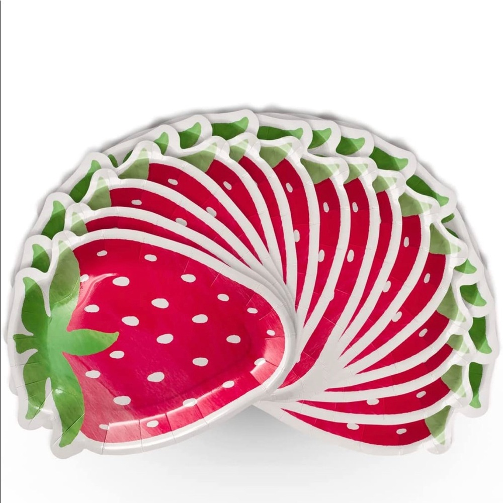 Strawberry Shaped Paper Plates, 2 Pkgs of 8 each = 16 ct